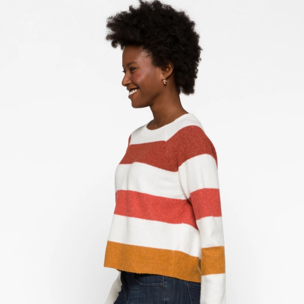 Burnt Orange Striped Long Sleeve Sweater